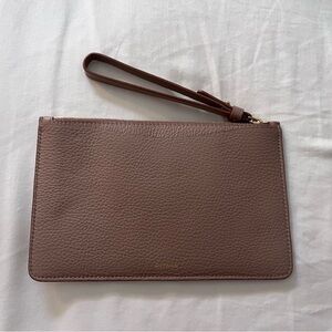 Cuyana Taupe Leather Wristlet